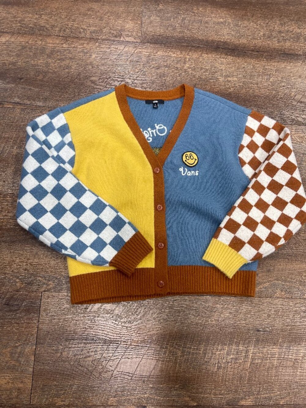 Vans Original Checkerboard Co. 66 Smiley Colorblock Cardigan Size S